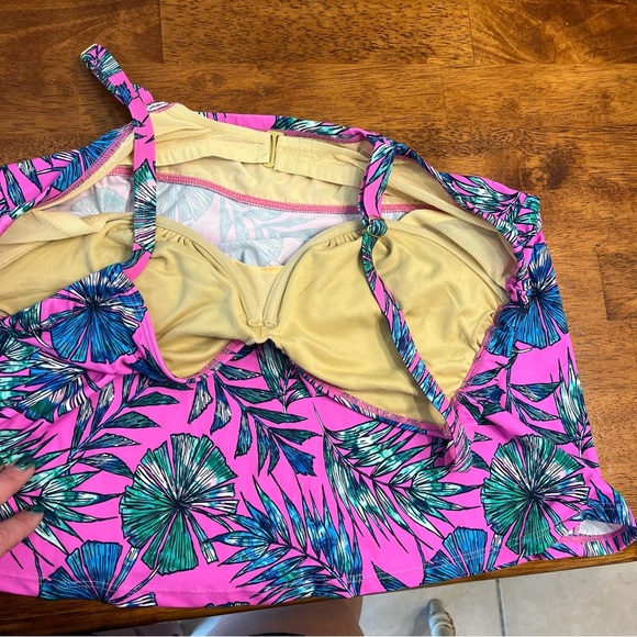 Swimsuits for all pink blue floral tankini top size 20 underwire - Picture 2 of 7